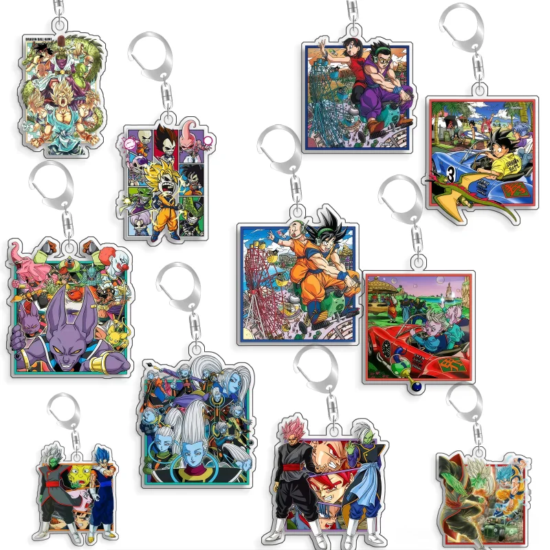 Llavero de acrílico de 5 cm con diseño de dibujos animados de Dragon Ball: Son Goku, Kakarot, Beerus, Whis, Goku Black, Zamasu. Regalo de juguete hecho a mano.