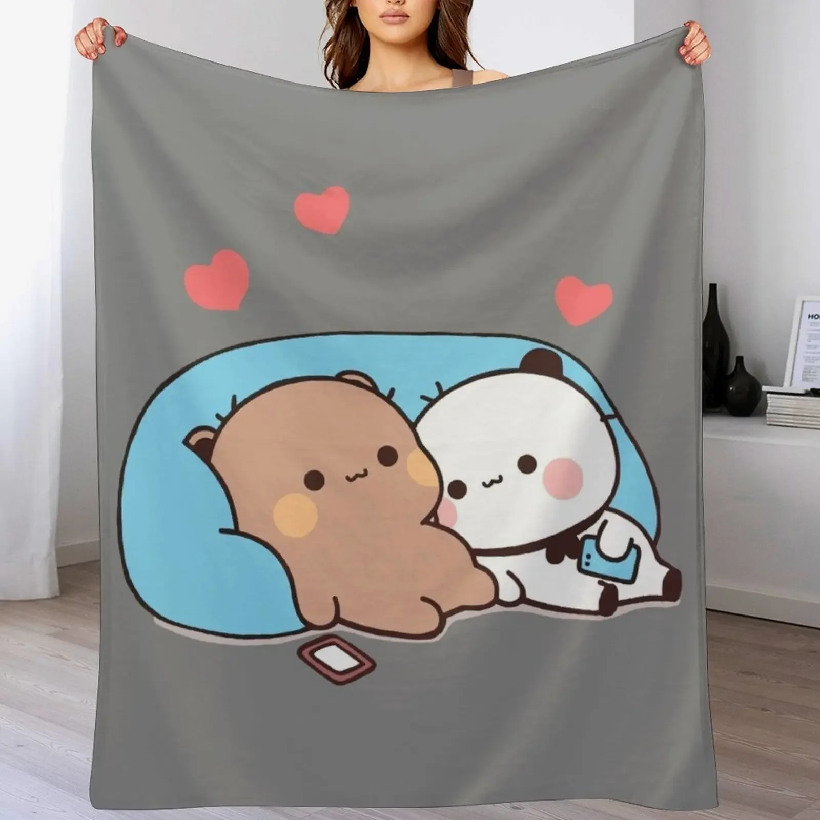 DuDu Bear and BuBu Panda’s night days?? Throw Blanket Loose Kid'S Summer Blankets