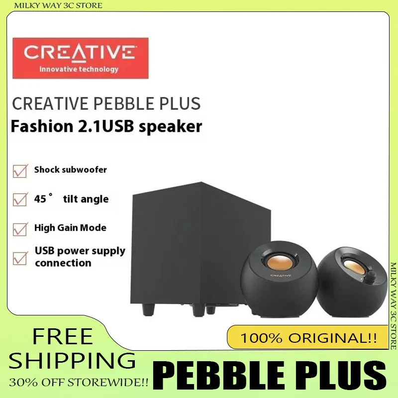 

Проводная колонка Creative Pebble Plus 2.0 / V3 с USB, мини-колонка с 3D-звуком и сабвуфером для игр, аудиоустройство для ПК, ноутбука, настольного компьютера