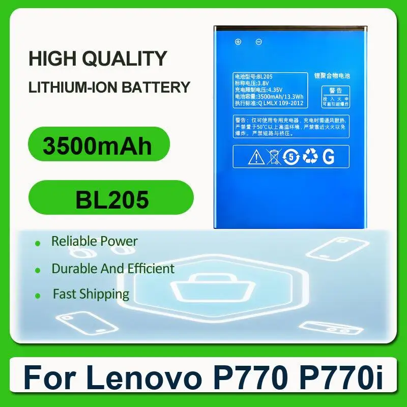 

Replacement Mobile Phone Battery For Lenovo P770 P770i BL205 3500mAh