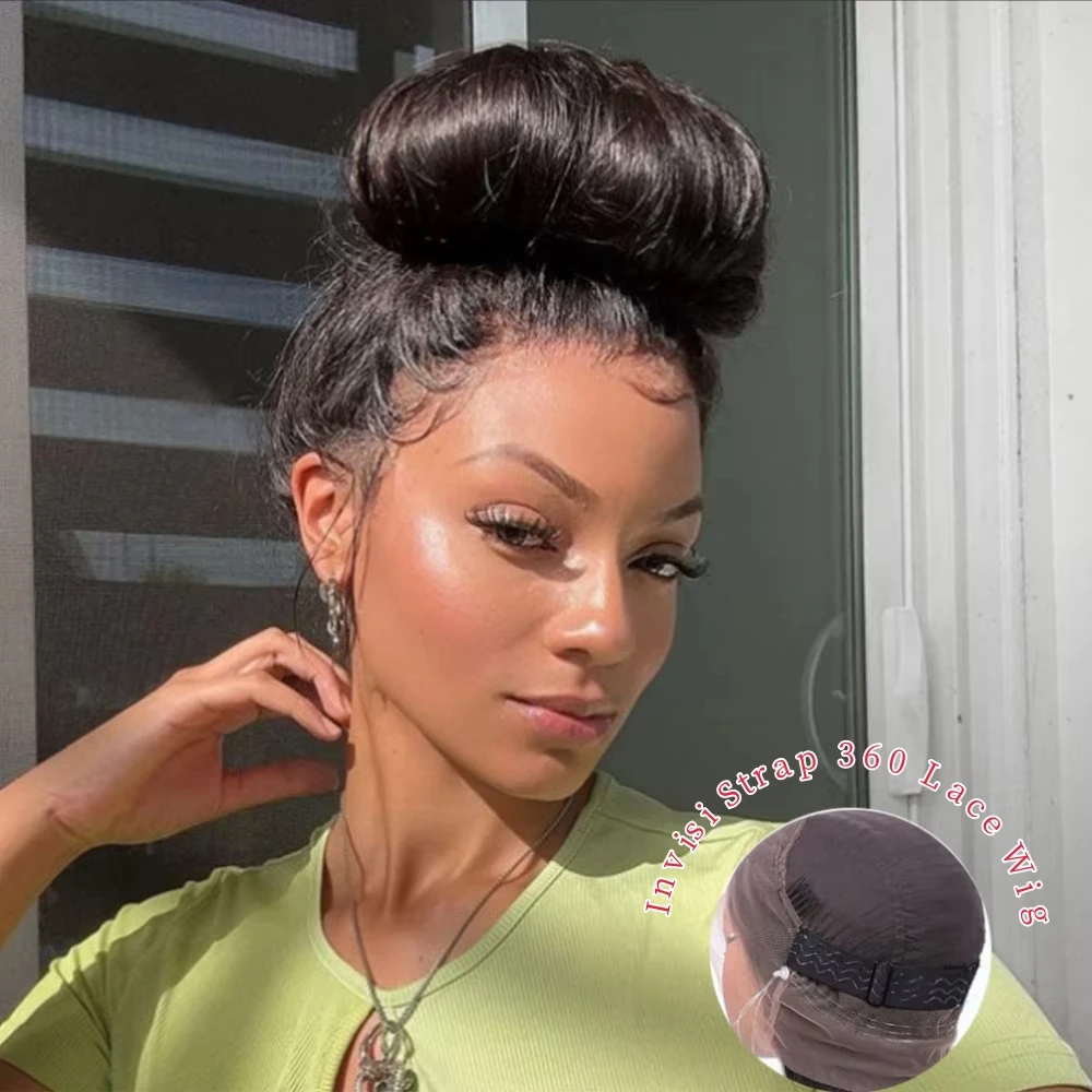 

Парик 360 Full Lace Frontal с прямым HD-кружевом, натуральные черные волосы, плотность 250, улучшенный невидимый шнурок