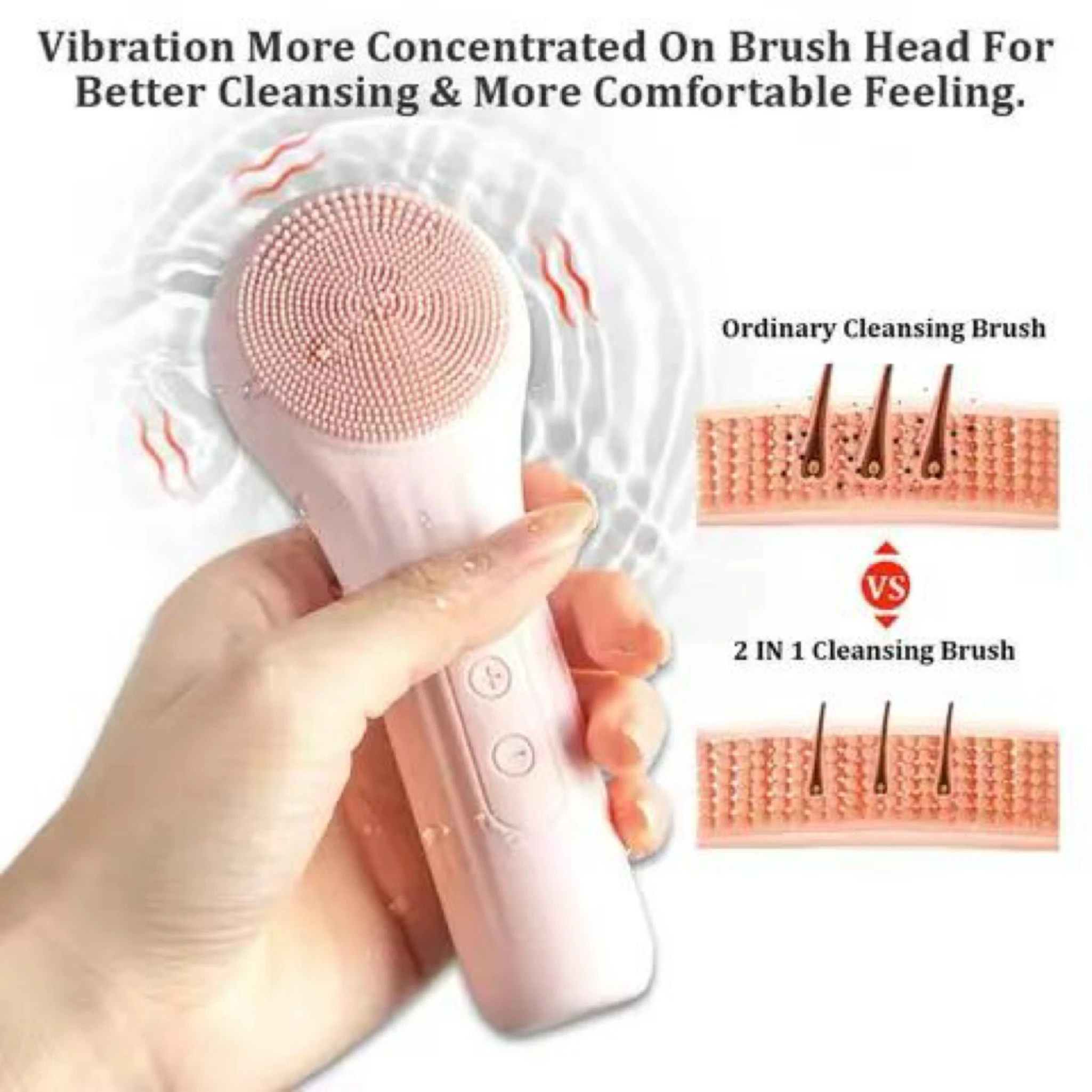 Brosse pour le visage en Silicone à 6 modes, étanche IPX7 et Rechargeable, masseur chauffant pour nettoyant en profondeur doux, cadeau de beauté rose pour toutes les peaux