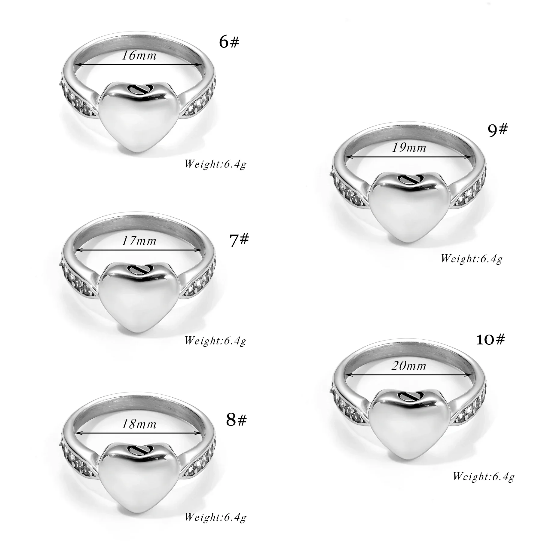 Love Heart cremation Ash rings Stainless Steel Memorial Urn Ring Ashes Keepsake Cremation Jewelry Size 6-10