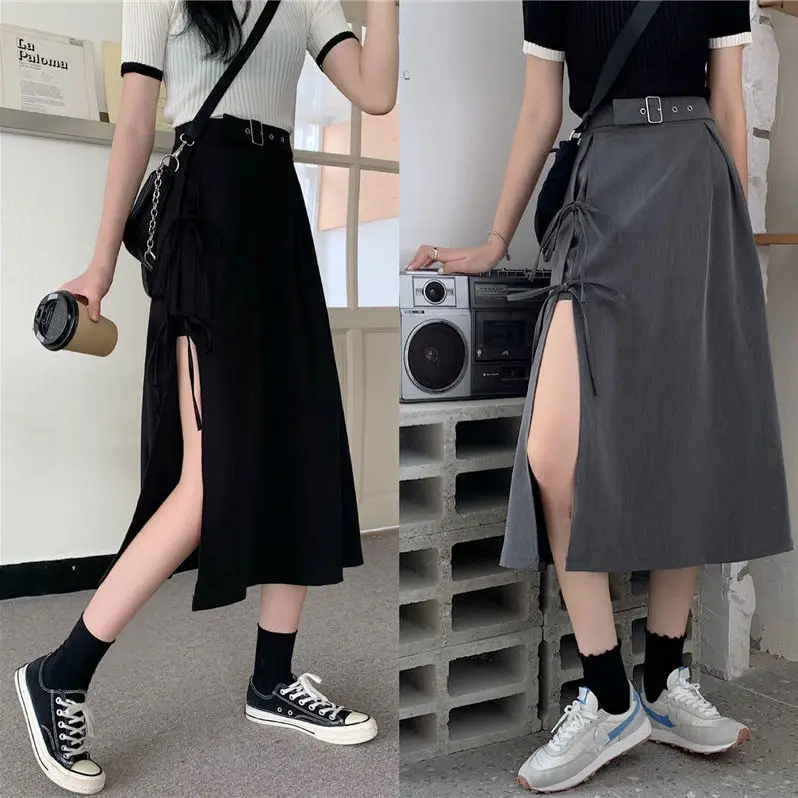 Long Skirt Women Solid Simple All Match High Waist Womens Korean Fashion Females Casual Comfortable Vintage Harajuku Soft