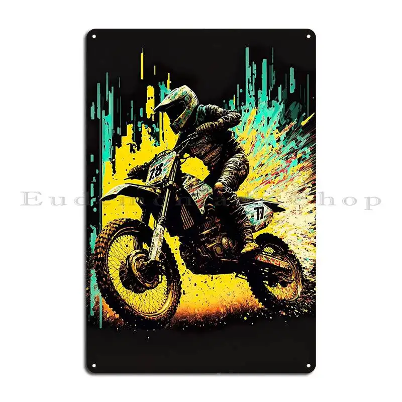 Cool Dirt Bike With Paint Splash Metal Plaque Poster Garage Create Cave Designer Bar Tin Sign Poster