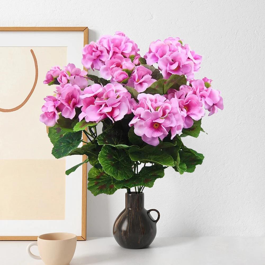2/4 Stück 12,6 Zoll Künstliche Pflanze Seiden-Begonien-Blume Geranien UV-Beständig Vliesstoff Kunstblumen für Garten Bonsai Blumendekoration – Detail 9