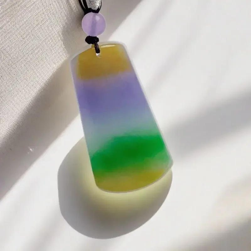 

Laokengzong жадеит с клейким семенами, трехцветная безопасная и звуковая карта, подвесная подвеска на шею, жадеит, подлинный высококачественный национальный стиль