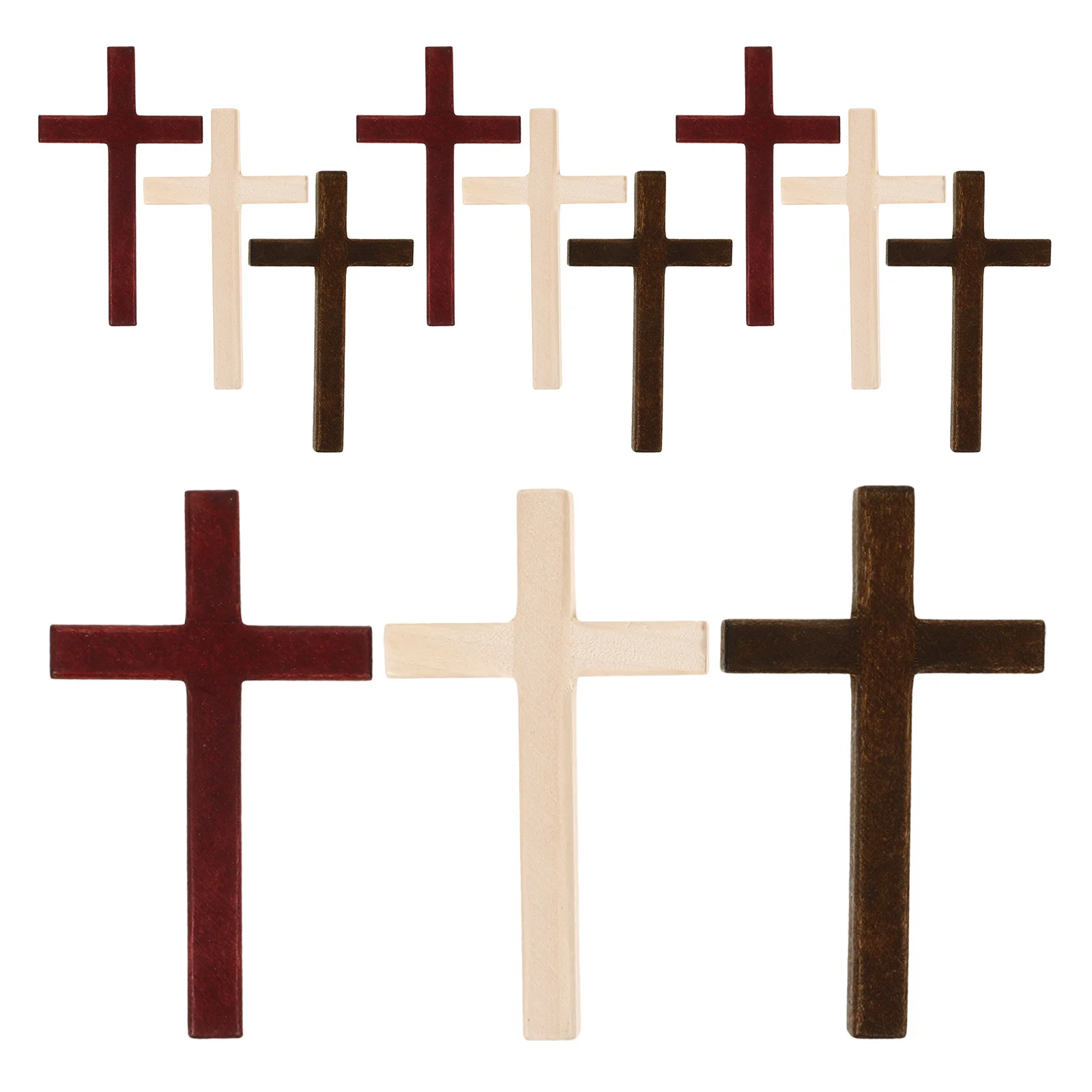 

12Pcs Wooden Cross Handmade Prayer Crucifix Portable for Church Worship Home Decoration 12x7cm Religious Handheld Prayer Cross