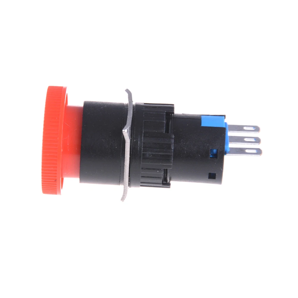 16mm Red Mushroom Emergency Stop E-stop Switch 3 Pins NO+NC DC 30V 5A AC 250V 3A Emergency Stop Push Button Switch Accessories