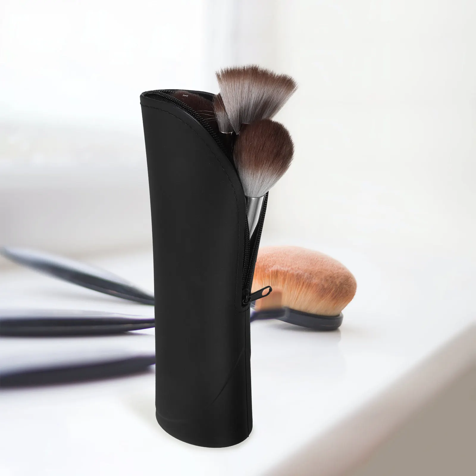 Make-up Pinsel Organizer Tasche Silikon Reiseetui für Pinsel Stifte Eyeliner Kompakt Platzsparend Stilvolles Einfaches Design