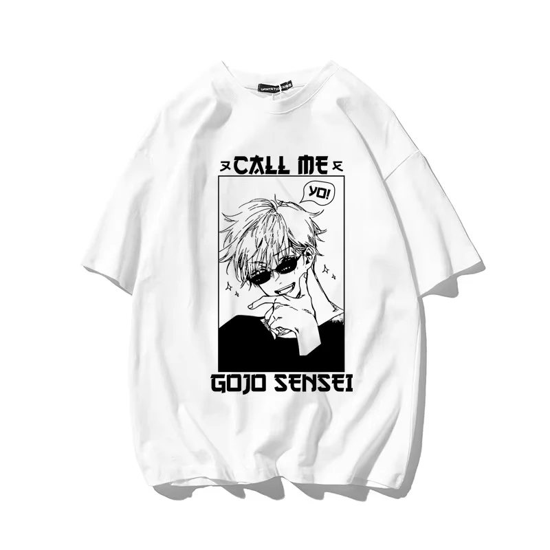 Jujutsu Kaisen Itadori Yuji Manga Square Print T-shirt Men Women Oversized Short Sleeve Tees Anime Streetwear Casual Couple Tops