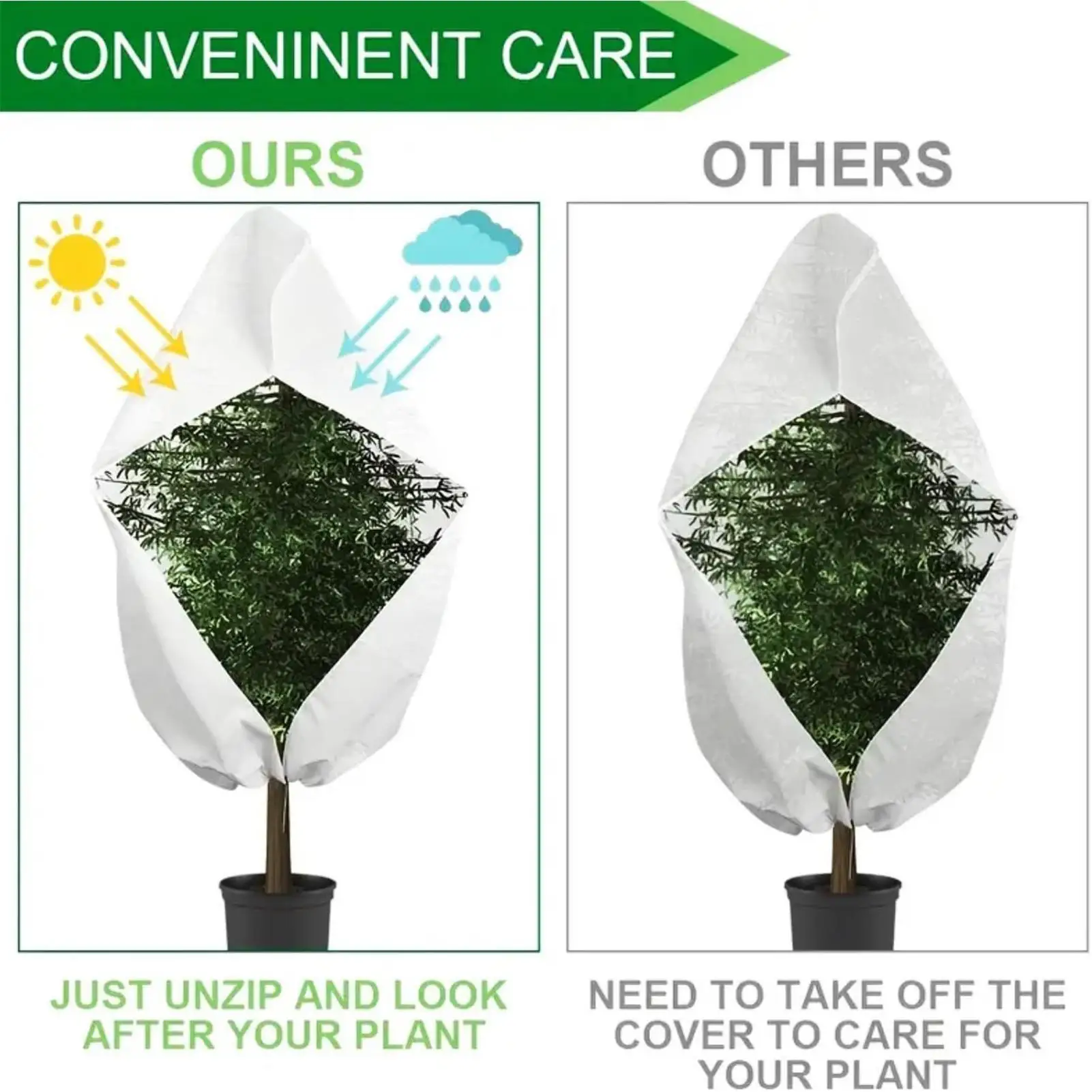 

Frost Blankets For Outdoor Plants Christmas Theme Winter Plant Freeze Covers With Zipper Drawstring Buckle Breathable Non-woven