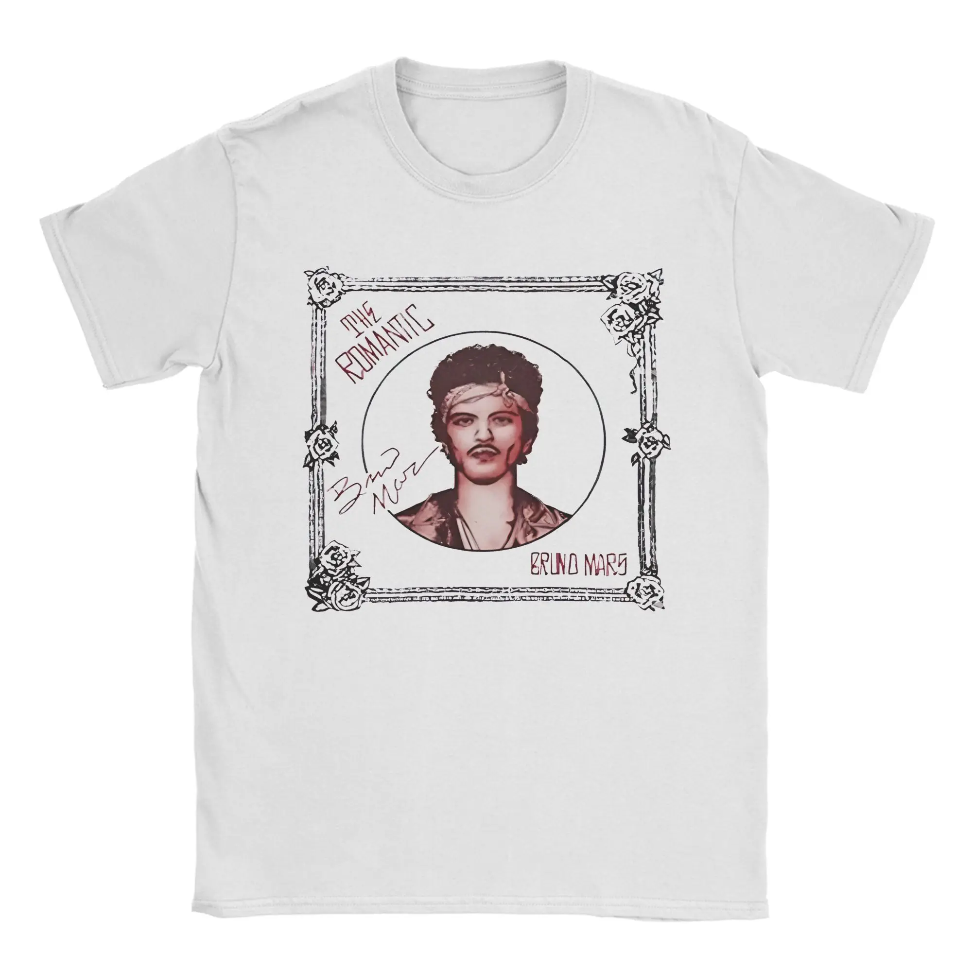 

The Romantic Flower Bruno Mars T Shirt Men's 100% Cotton Vintage T-Shirts Crew Neck Tee Shirt Short Sleeve Tops Plus Size