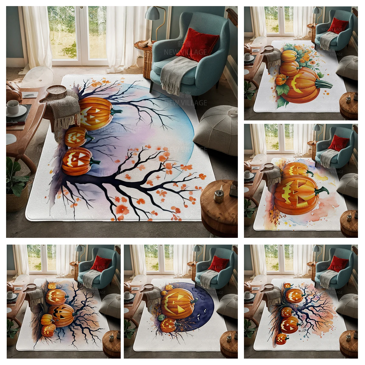 House entrance carpet Home door mat Nordic style Living Room Bath Foot decoration non-slip rugs Halloween Autumn Pumpkin funny