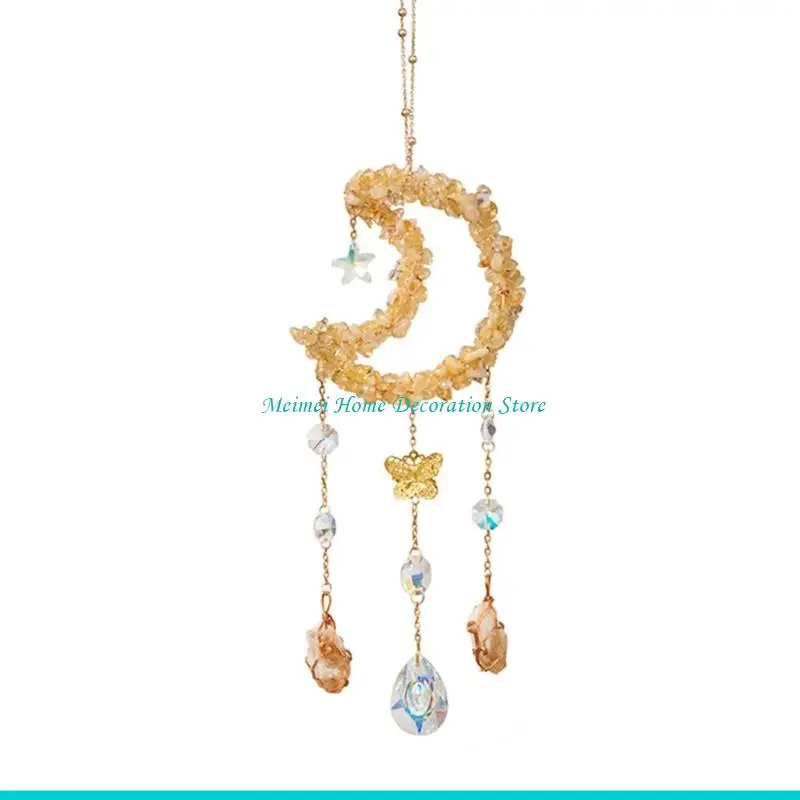 H7BF Crystal Wind Bells Moon Catching Wind Bells Creative Sun Catching Wind Bells for Wedding Bedroom Decoration
