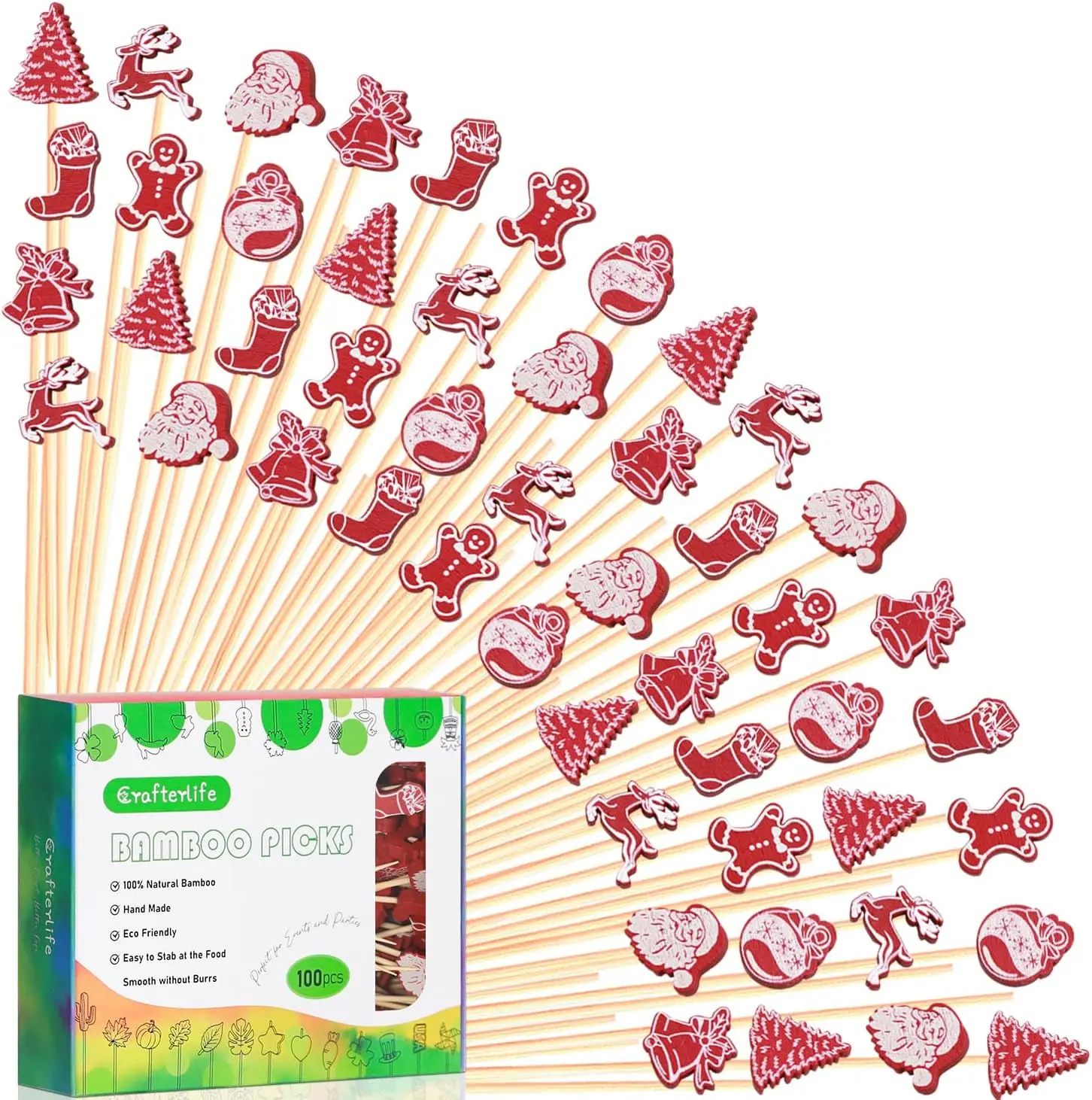 

100 винтажных рождественских шпажек для коктейлей – декор в стиле 70-х и 60-х годов для еды, закусочных досок и праздничных закусок