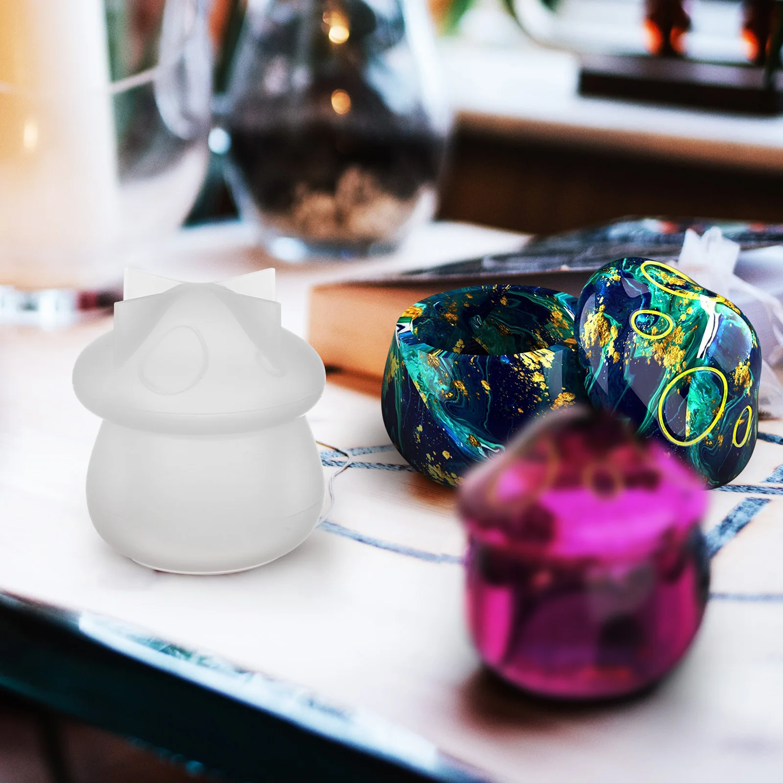 

1pcs Mushroom Resin Silicone Epoxy Casting Mold For Diy Jewelry Storage Box Craft Making Jar Mold Lid Sturdy Flexible Reusable
