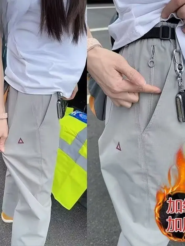 

Loose Tapered Fleece Lined Casual Pants Unisex Comfortable Workwear American Style Small White Label Leisure Trousers