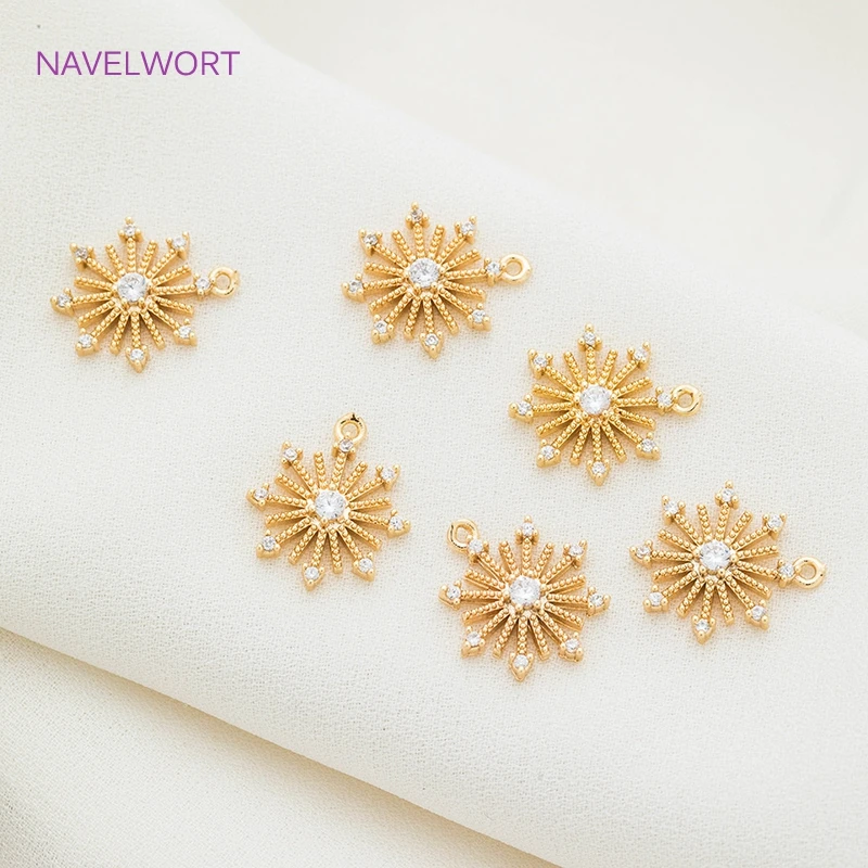 Trendy Leaf/Sun/Heart Shaped Inlaid Zircon Pendants 18K Gold Plated High Quality Charm Pendant DIY Jewelry Making Accessories