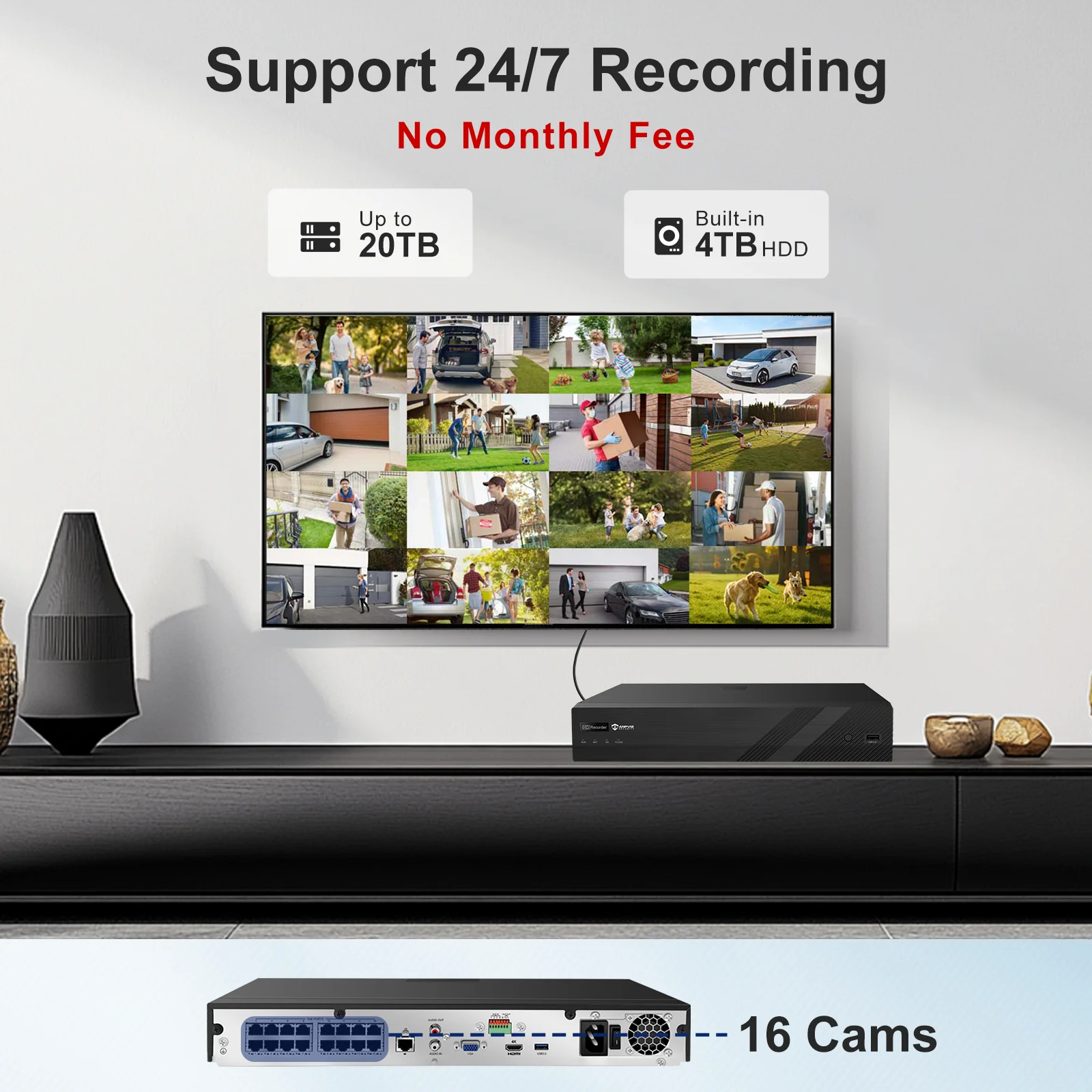 Anpviz 16CH PoE Security Camera System 8pcs 5MP IP Cameras Person Vehicle Detection Smart Dual Light 12MP  16CH NVR with 4TB HDD