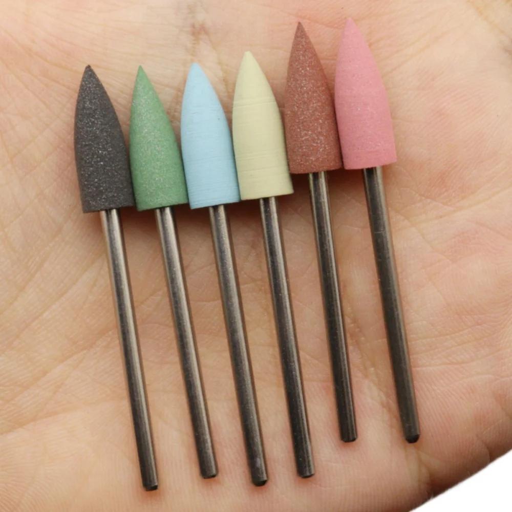 1Pcs 6mm V Silicone Polishing Nail Drill Bit, 2.35MM Shank Nail Polishing Bits for Manicure Pedicure Nail Buffer
