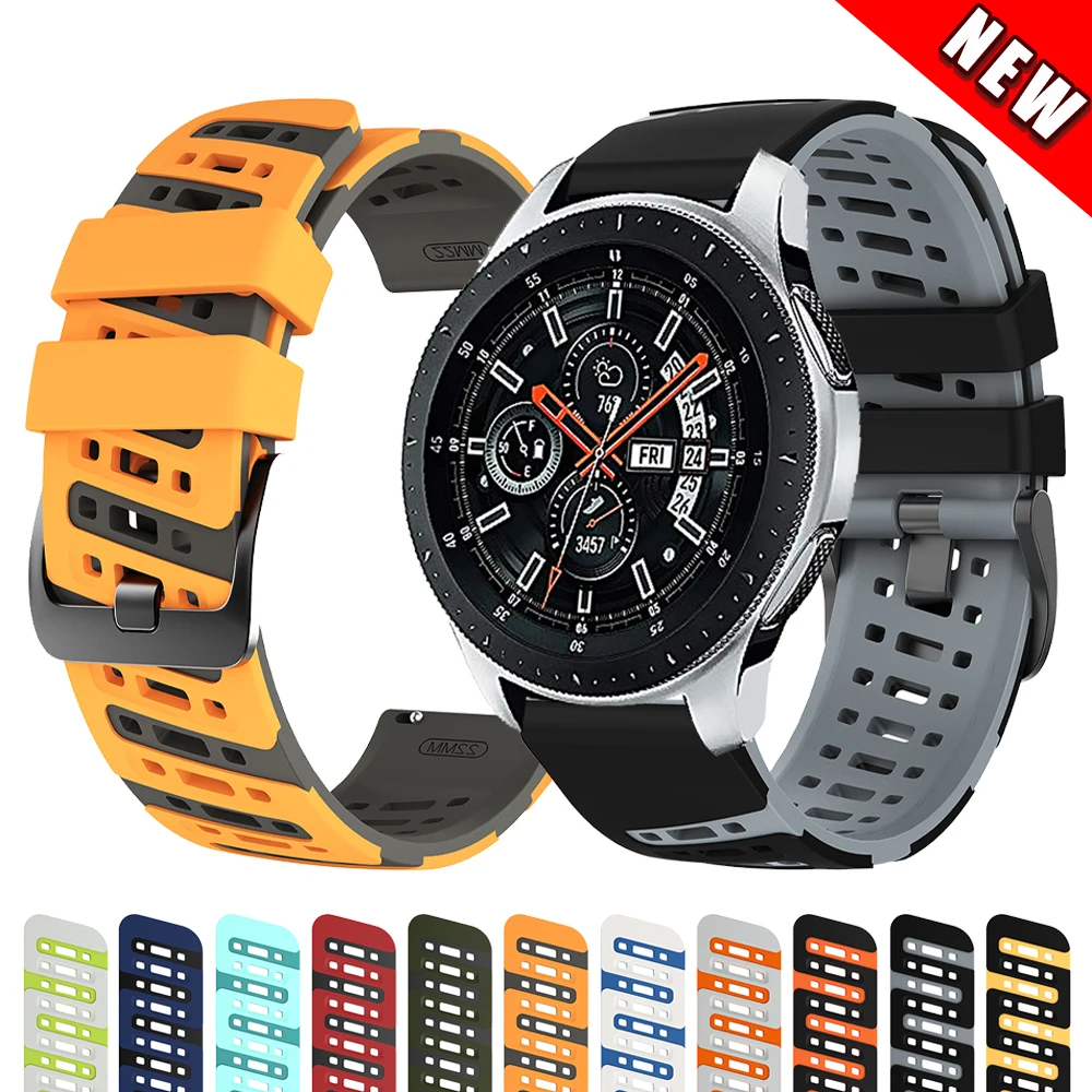 Correa de silicona de 22mm para Samsung Galaxy Watch3, pulsera suave de 45 y 46mm para Samsung Gear S3 Classic Frontier, correa ajustable de repuesto