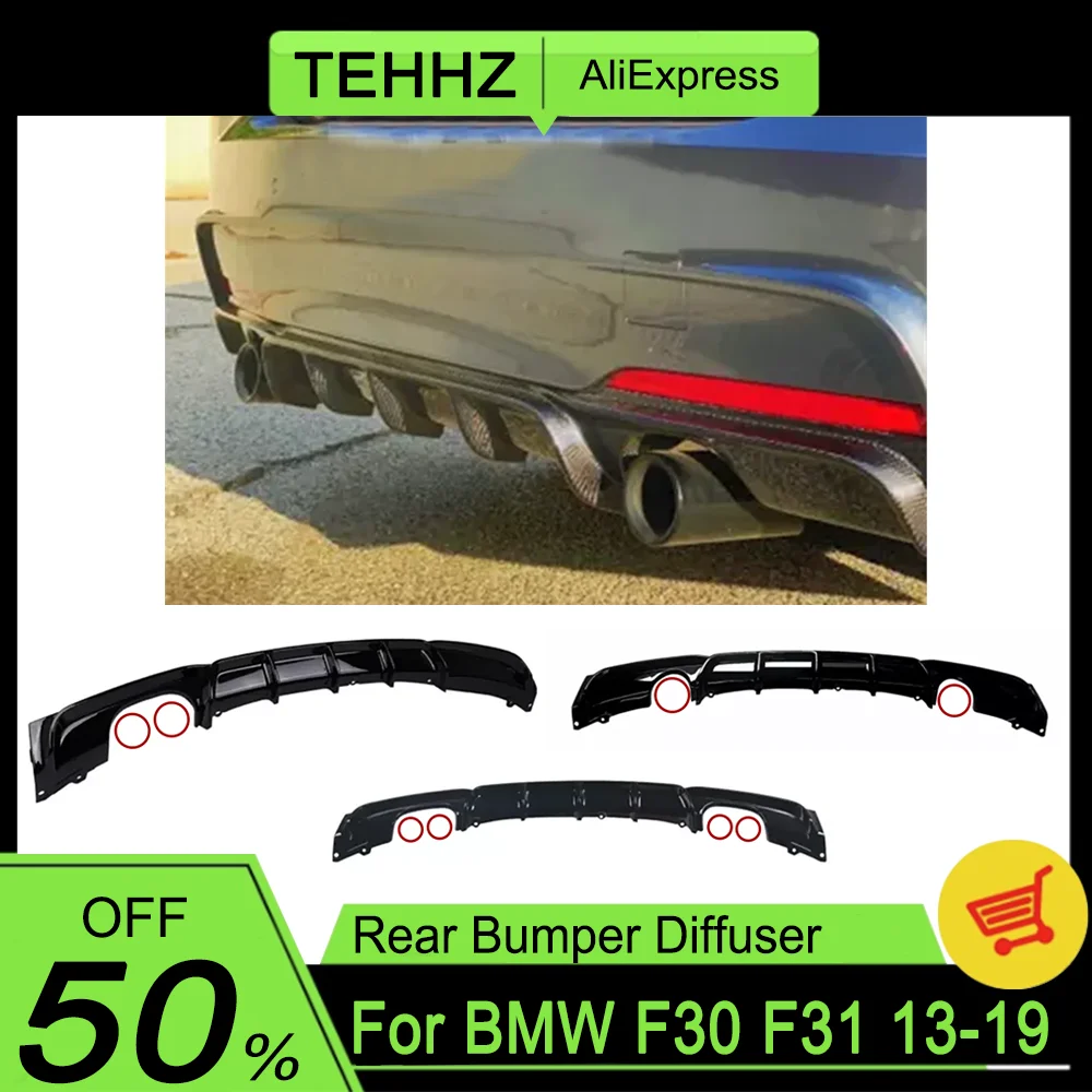 

F30 Rear Bumper Diffuser For BMW 3 Series F31 2013-2019 M Sport Accessories Glossy Black Auto Exterior Parts Car Spoiler HOT