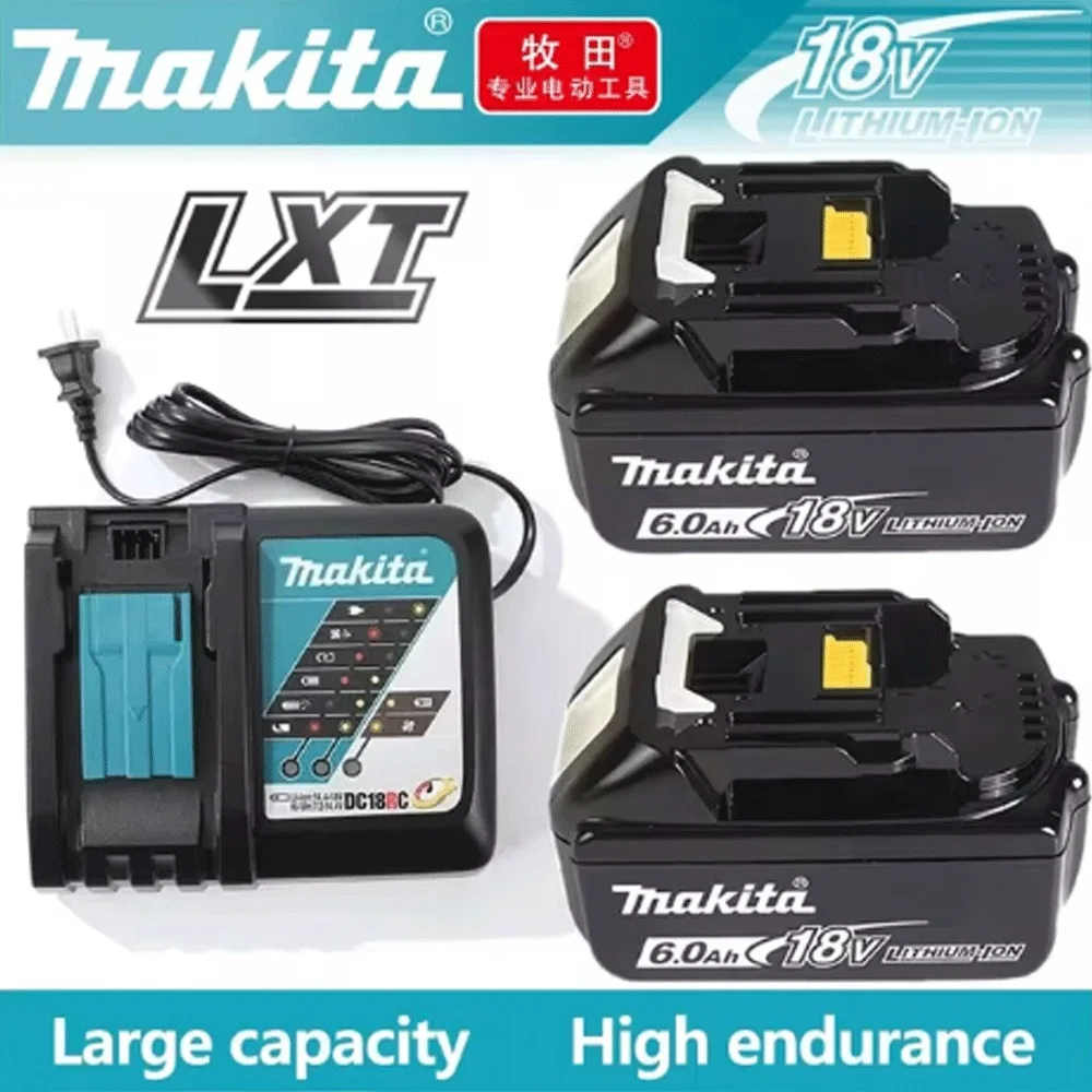 

100% Original Makita 6Ah for Makita 18V Battery BL1830B BL1850B BL1850 BL1840 BL1860 BL1815 Replacement Lithium Battery +charger