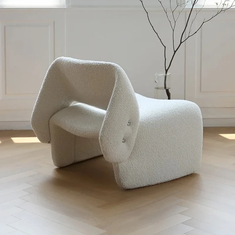 

Nordic modern, special-shaped white snowflake velvet casual single sofa