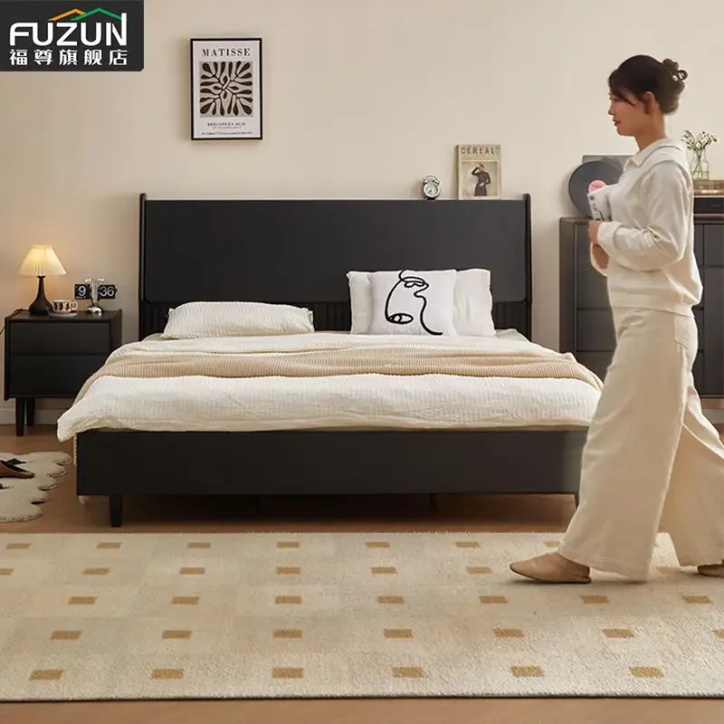 Fuzun Starlight Solid Wood Bedside Table Black Luxury Bedroom Storage Cabinet Modern minimalist storage cabinets image 6