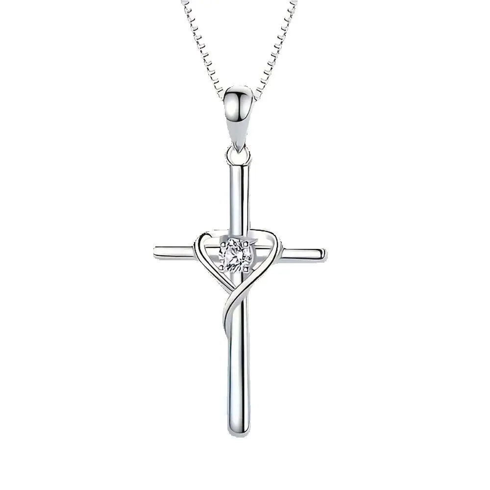 

Ожерелье из стерлингового серебра 925 пробы с крестом и цирконием, кулон для женщин, свадебные украшения, цепочка на ключицы, молитвенные подарки