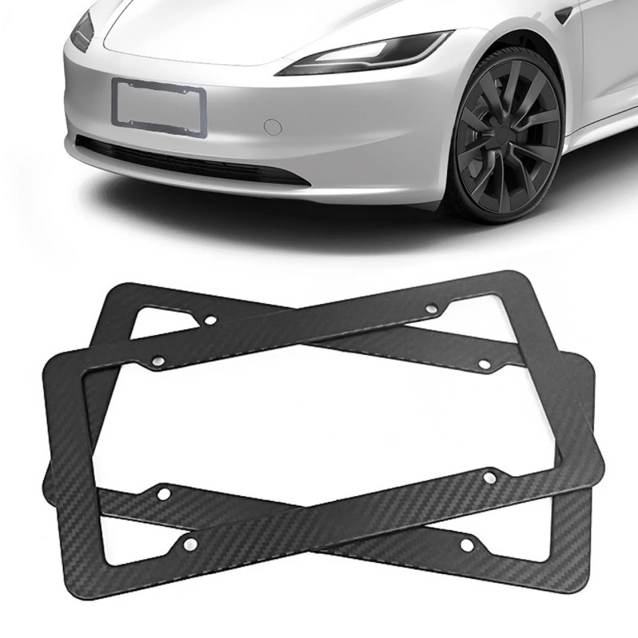 High-Quality Carbon Fiber Textured Universal US/CA Standard Size License Plate Frame Covers - Car Accessories