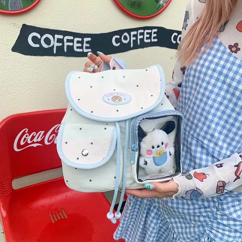 

Summer Ins Contrasting Color New Polka Dot High-Value Casual Versatile Backpack Daily Work Clothing Pain Bag Student Backpack