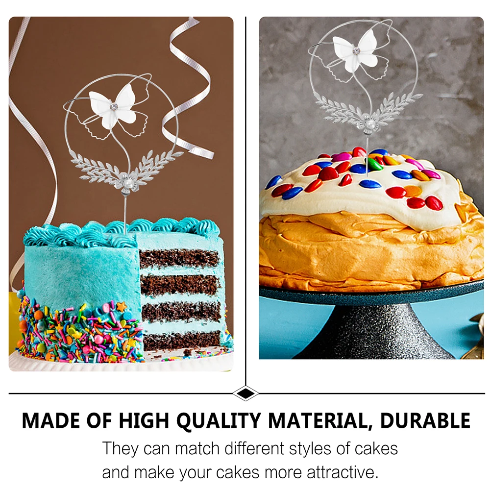 

2pcs Birthday Toppers Party Cake Picks Round Shape Picks Supplies Creative Fruit Decor Party Cakes Accessories