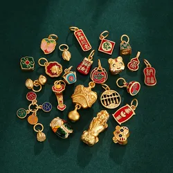 2023 Trendy Antique Gold Hand Beaded Loose Beads DIY Accessories Pendant Gold List Title Pendant Beaded Jewelry