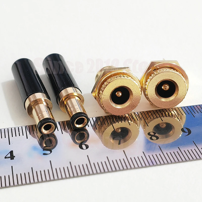 Cltgxdd 1 Stück Kupfer Vergoldeter DC5.5 * 2.1/2.5 DC099 20A Hochstrom-DC-Stromanschluss DIY Schweißdraht DC-Buchsenstecker – Detail 2