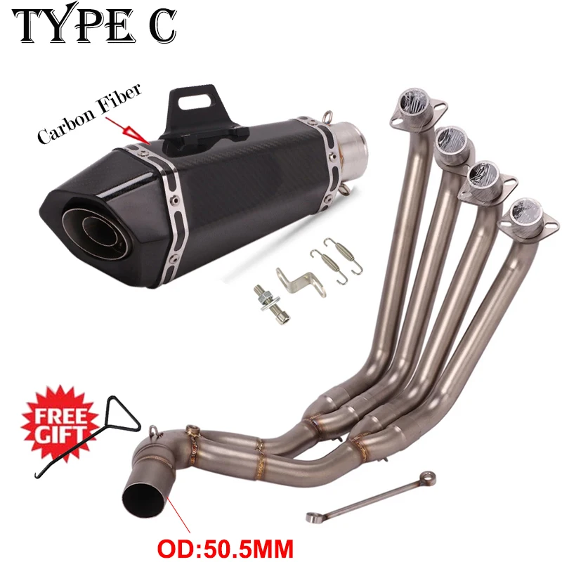 Full Systems For Honda CBR650R CBR650F CB650R CB650F Motorcycle Full Exhaust Front Middle Link Pipe And Carbon Muffler DB Killer