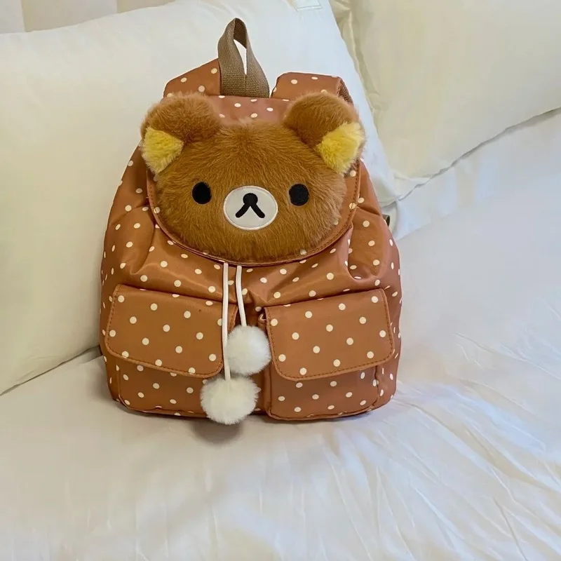 

Relaxed Bear Rilakkuma Cute Cartoon Cartoon Cartoon Surrounding Large-Capacity Schoolbag Backpack Mini Bag Cute Cartoon