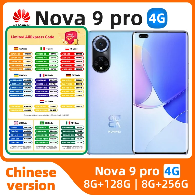 

HUAWEI Nova 9 Pro 4G Smart Phone HarmonyOS 6.72'' OLED 120HZ Snapdragon 778G 4000mAh 100W Super Charge 50MP Camera used phone