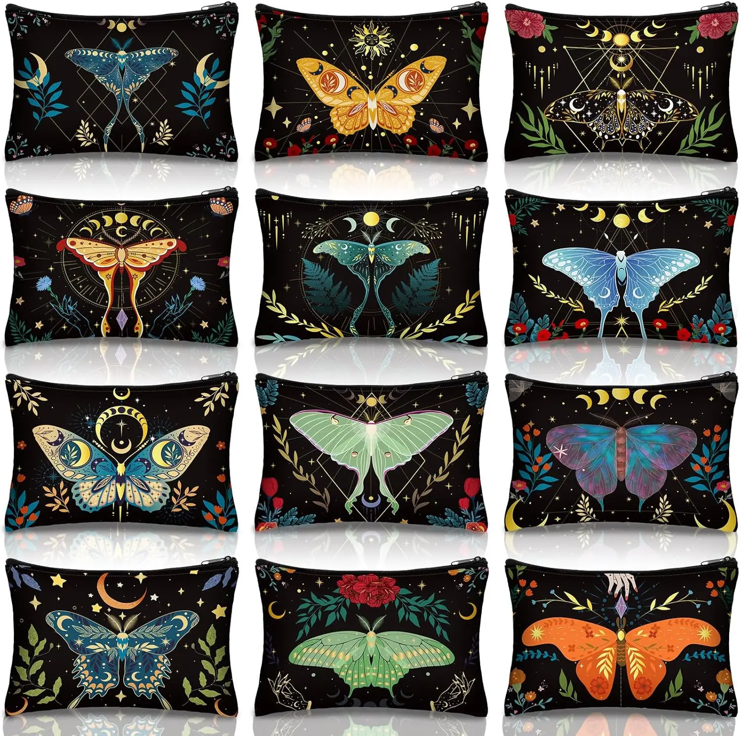 

12 Pcs Butterfly Makeup Bags Cute Portable Travel Purse Toiletry Pocket Make up Organizer Storage Zipper Pouch Makeup Brush Cos