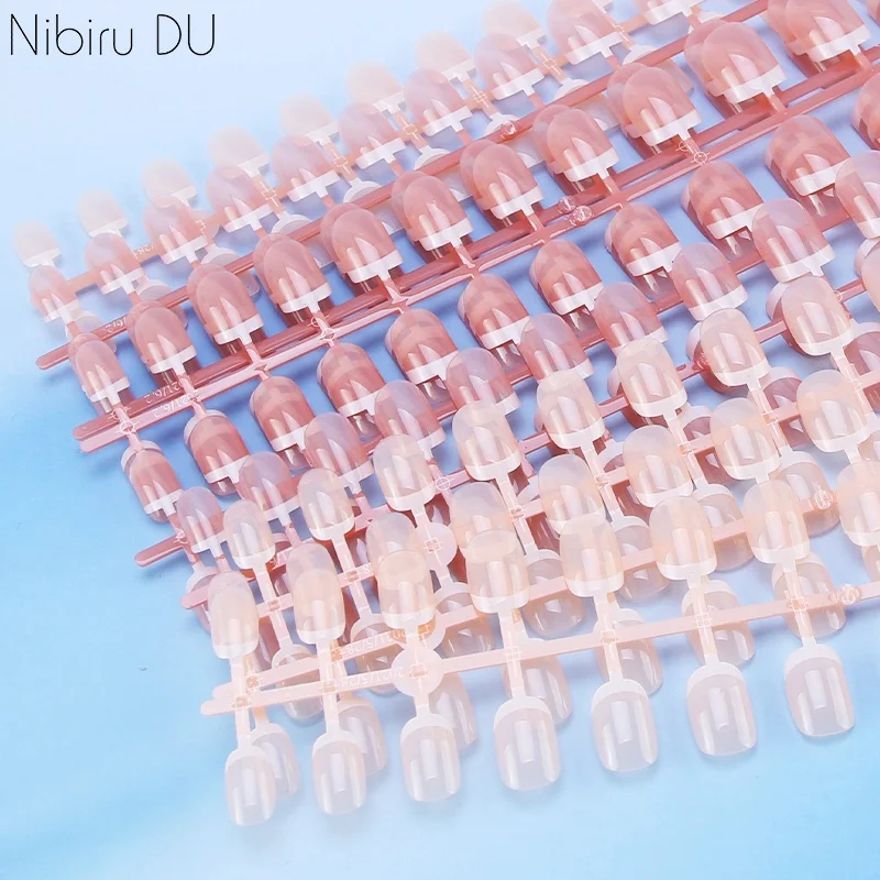 

24pcs Fake Nails French Nail Art Natural Manicure Care Tools Shiny Skin Color Full Cover Sticker Wearable False Nails Manicure