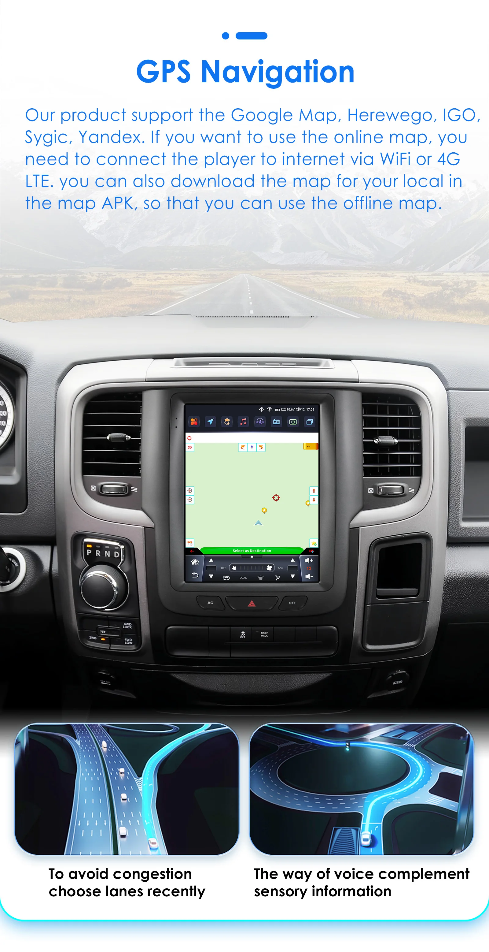 Hizpo 9,7 Autoradio für Dodge RAM 1500 2500 3500 2013–2018, automatisches Handbuch, AC-Multimedia, Android, Auto, GPS, WLAN, FM, RDS, Autoradio AI – Detail 28