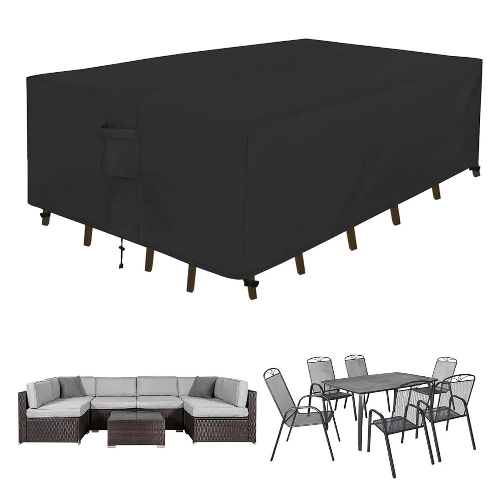 

Rec Patio Furniture Cover Waterproof Outdoor Dining Table And Chair Cover Anti-Uv Outside Sectional Sofa Set Covers (130""L X