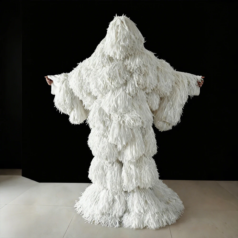 Kostum Rumbai untuk Pertunjukan Panggung Klub Malam, Gaun Liburan, Tari Modern, Kostum Spandex Elastis Berumbai Warna-warni untuk Tari Modern