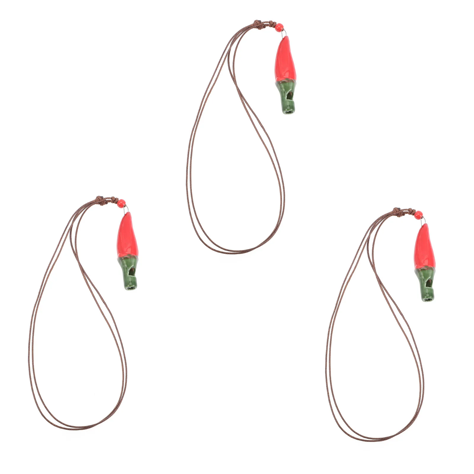 

3Pcs Red Pepper Ceramic Whistles Creative Hanging Necklace Kids Intellectual Development Hand Brain Exercise Plaything