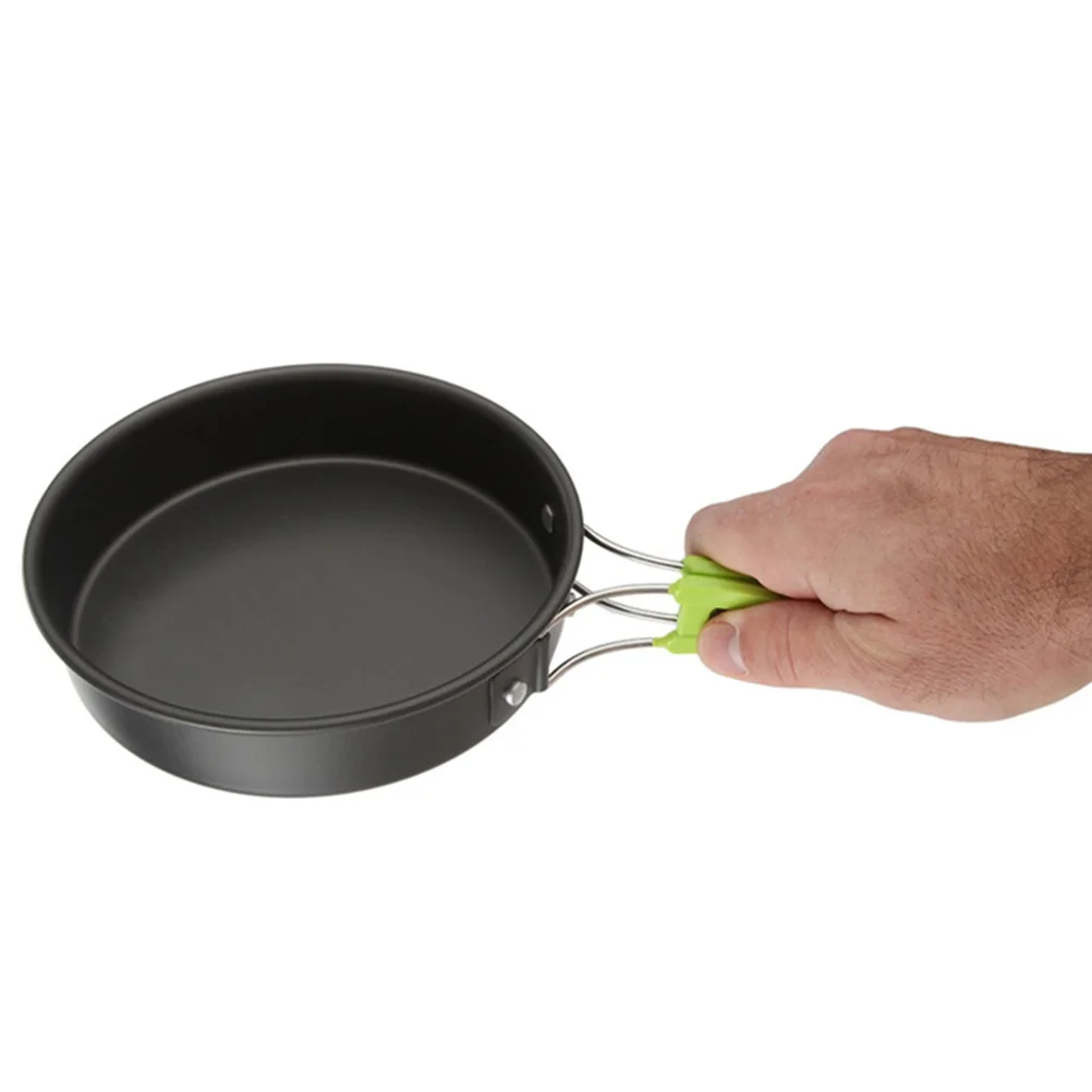 

10Pcs Compact Camping Cookware Set Anodized Aluminum Pot Pan Bowl for 1-2 Person Outdoor Backpacking Picnic Cook Kit Green