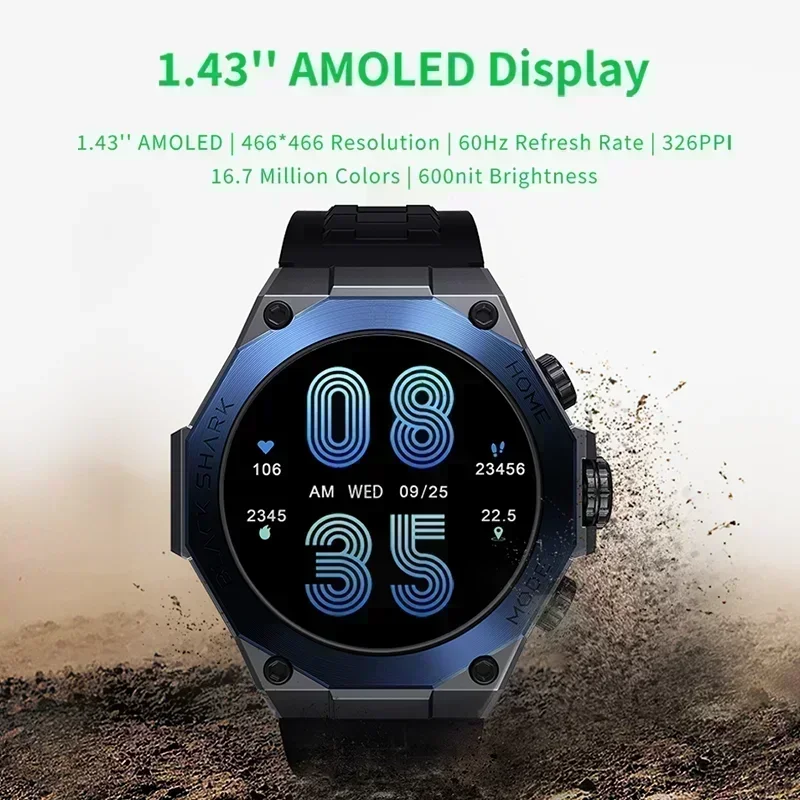 Black Shark S1 Pro Smart watch 1.43'' AMOLED Wireless Charging 15 Days Battery Life NFC Chat GPT AI Watches Health Monitoring