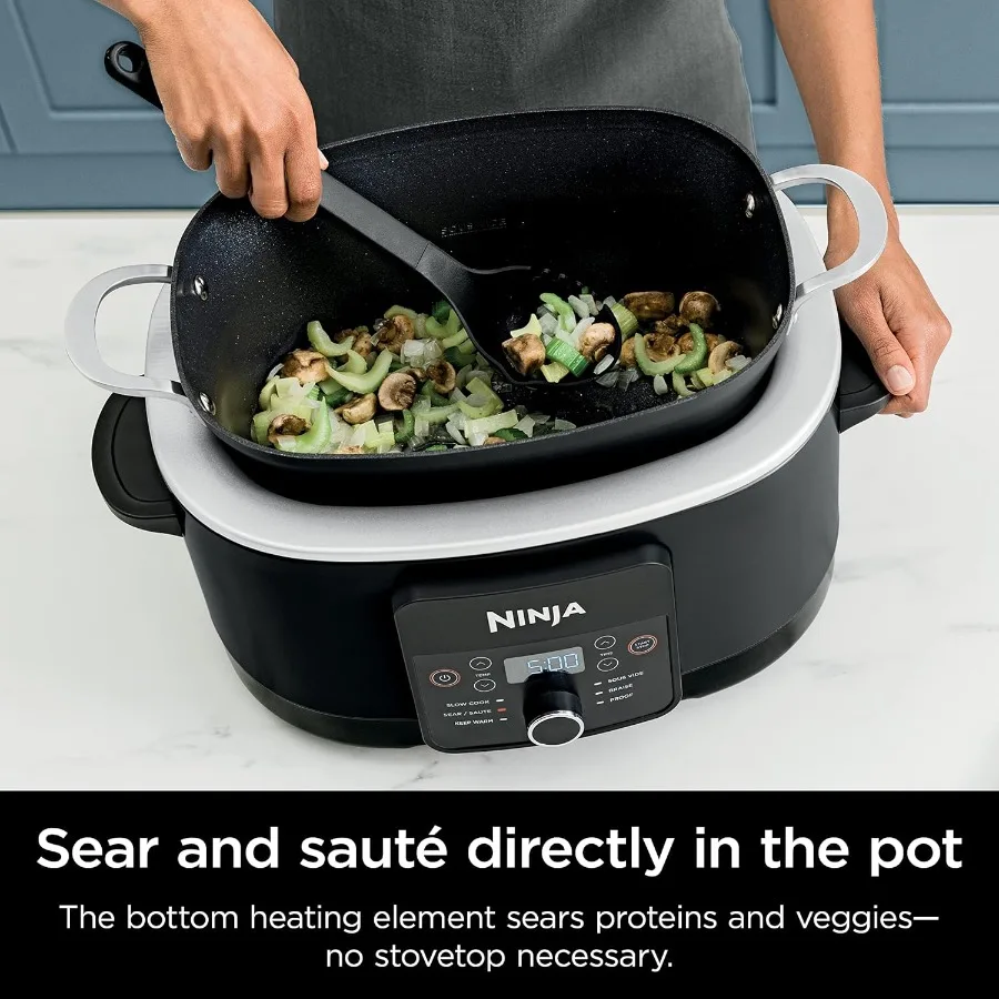 طباخ متعدد 6 في 1 مع وظائف مقاومة للفيديو للمطبخ المنزلي بسعة 8.5 لتر مع غطاء زجاجي وفرن ملعقة مدمج S #6