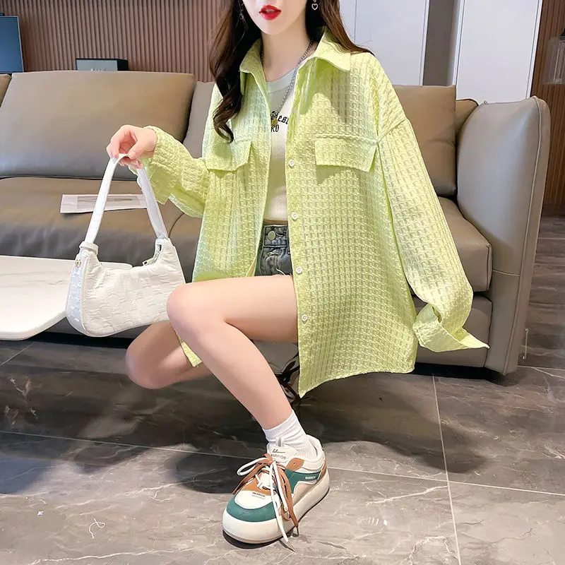 カーディガン 薄手ジャケット 夏 大きいサイズ 新しい韓国風 ゆったりシフォンシャツ