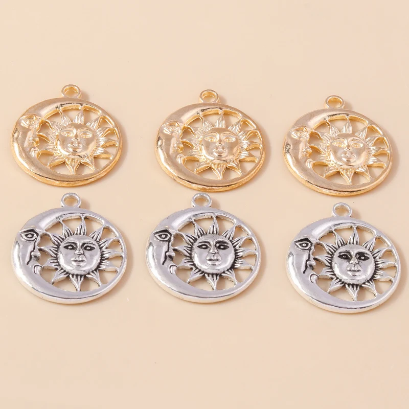 Leslie 10 Stück 25*29mm Legierung Griechische Sonne Mond Anhänger für Mode-Halsketten, Ohrringe, Armbänder, Schmuckherstellung, Handarbeit – Detail 6